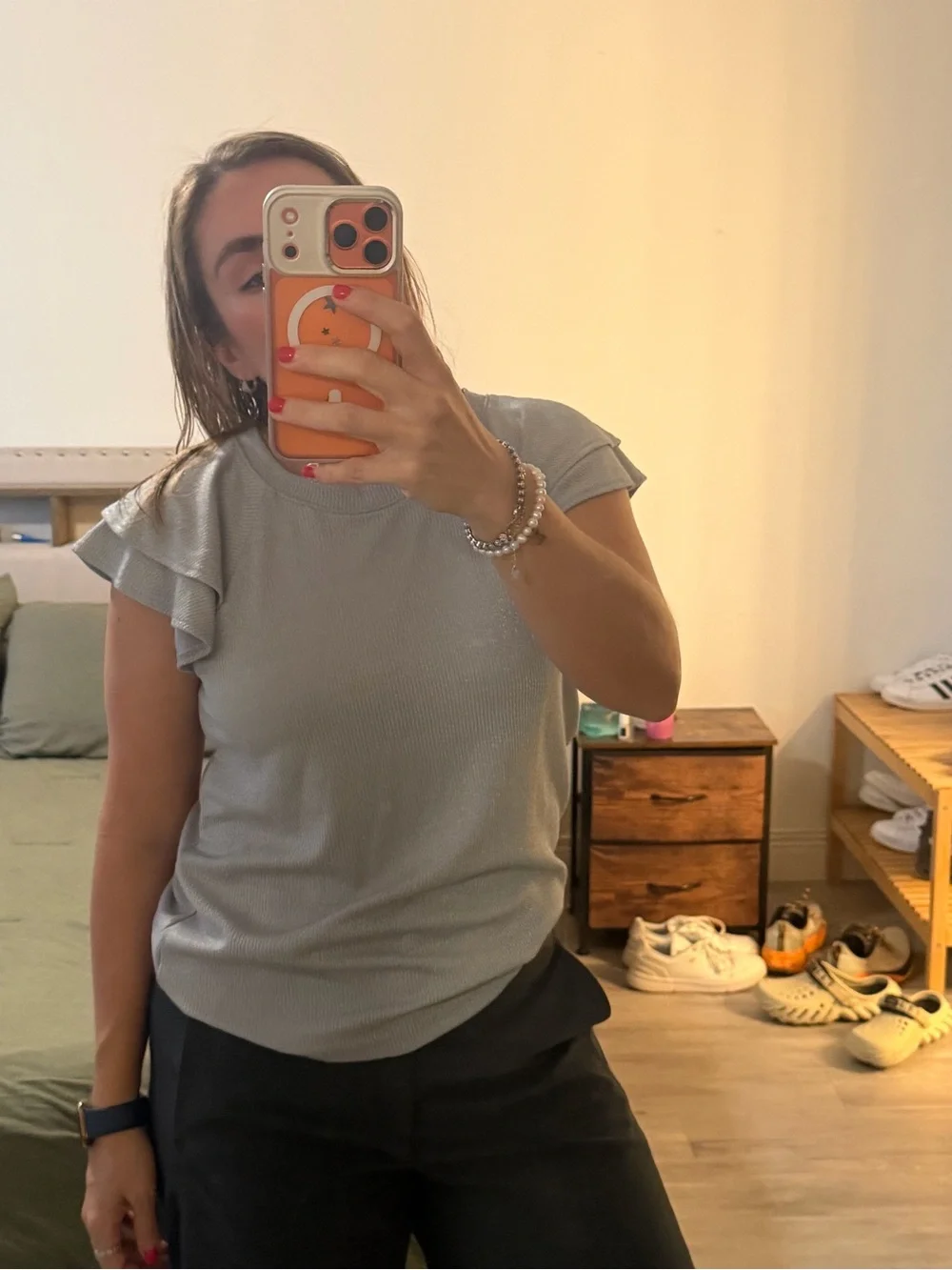 GAP Silver-Gray Flutter Sleeve Tee